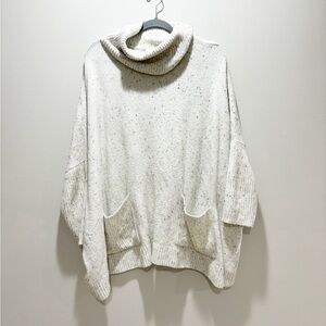 LOFT • Women’s Relaxed Fit Speckle Turtleneck Sweater with Pockets Size XL
